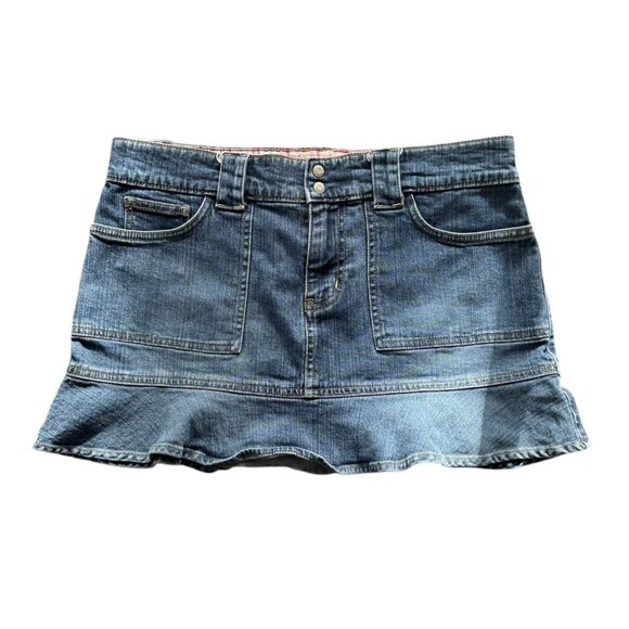Vintage 2004 Old Navy Ruffle Mini Denim Skirt size 8 - Picture 4 of 8